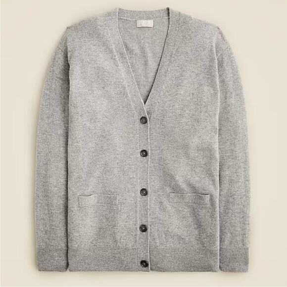 J. Crew Cashmere Relaxed Cardigan Sweater Heather Ash XXS - Picture 8 of 8